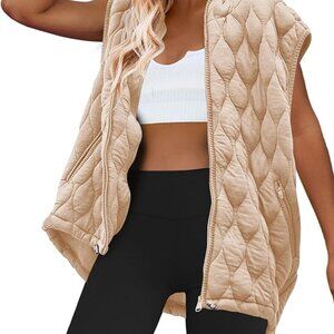 Quilted Beige Women's Vest - S